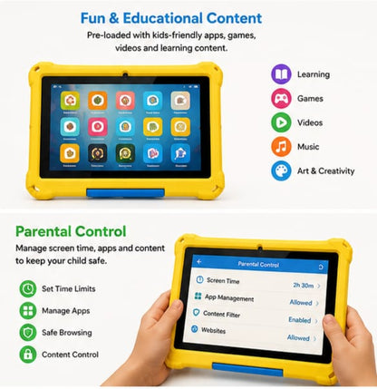 Kids Tablet 7" HD – Quad-Core, 2GB RAM, 32GB Storage, Wi-Fi, Android & Dual Camera
