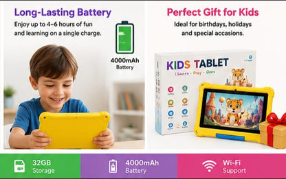 Kids Tablet 7" HD – Quad-Core, 2GB RAM, 32GB Storage, Wi-Fi, Android & Dual Camera