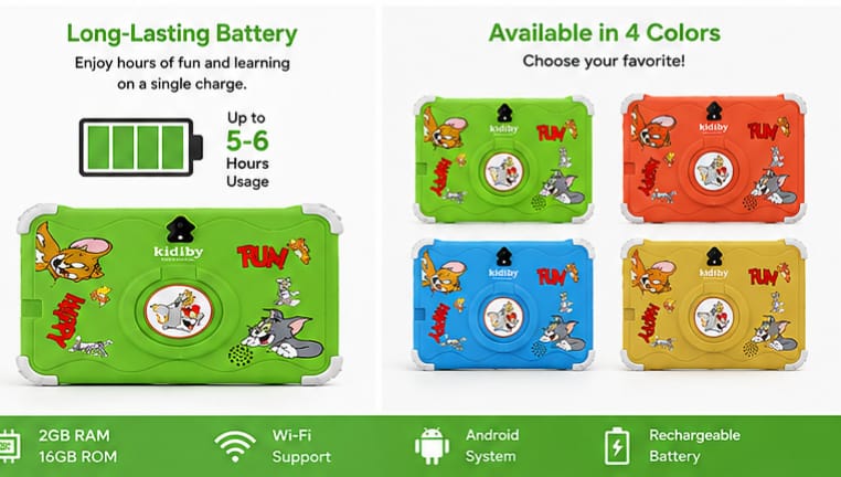 Kids Tablet 7" HD – Educational Learning, Fun Games, Durable Design & Long-Lasting Battery