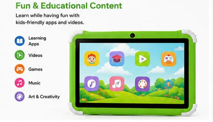 Kids Tablet 7" HD – Educational Learning, Fun Games, Durable Design & Long-Lasting Battery