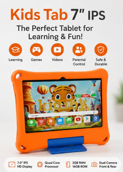 Kids Tab 7" IPS Kids Tablet – Quad-Core, 2GB RAM, 16GB ROM, Dual Camera & Parental Control