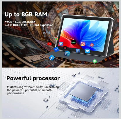 Android 14.0 Tablet 7", RAM 8GB(3+5Expand)+32GB ROM Tablets, Dual Camera, 1024 x 600 IPS Display Screen, 1TB Expand, Tablet with Case (Black)