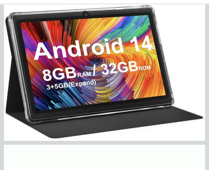 Android 14.0 Tablet 7", RAM 8GB(3+5Expand)+32GB ROM Tablets, Dual Camera, 1024 x 600 IPS Display Screen, 1TB Expand, Tablet with Case (Black)