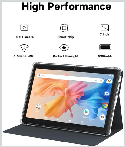 Android 14.0 Tablet 7", RAM 8GB(3+5Expand)+32GB ROM Tablets, Dual Camera, 1024 x 600 IPS Display Screen, 1TB Expand, Tablet with Case (Black)